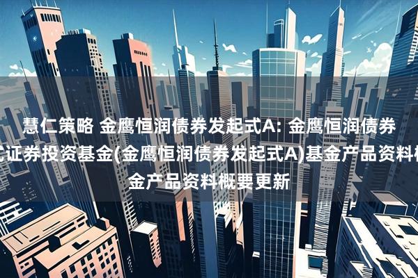慧仁策略 金鹰恒润债券发起式A: 金鹰恒润债券型发起式证券投资基金(金鹰恒润债券发起式A)基金产品资料概要更新